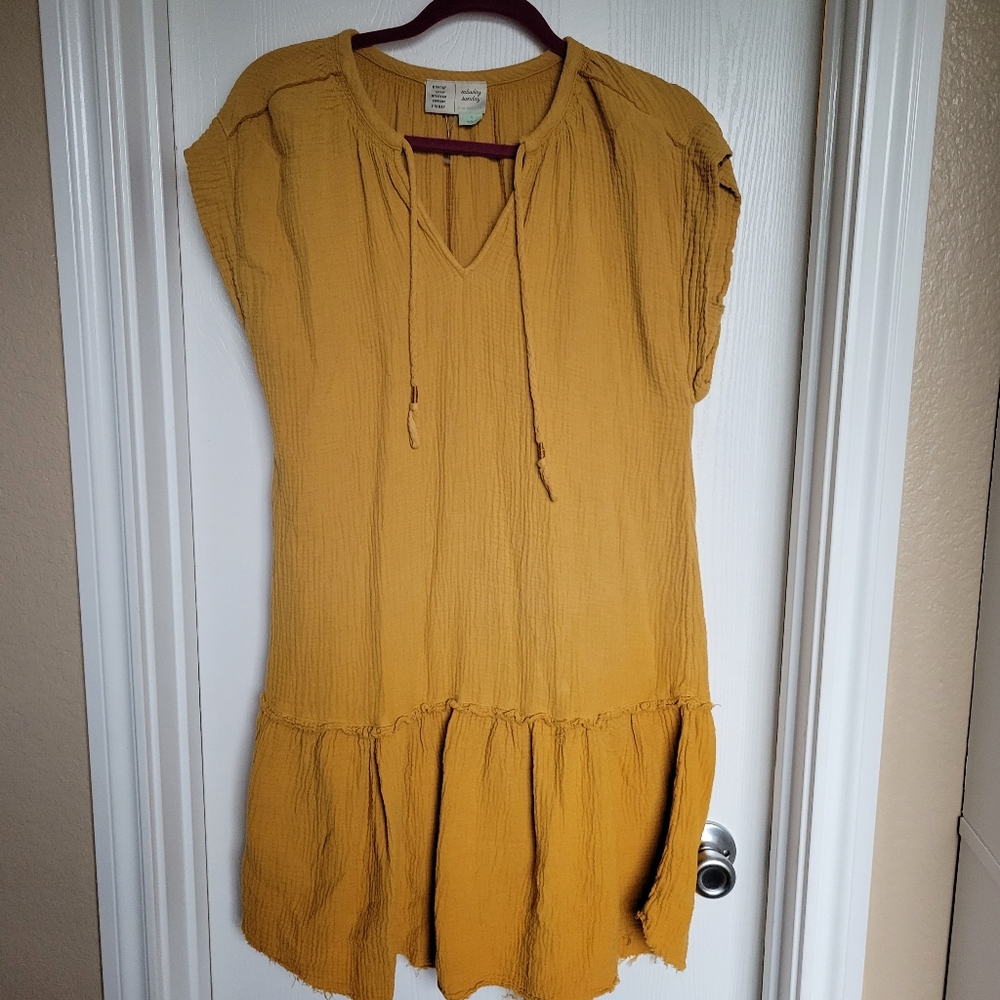 Anthropologie Mustard Yellow Mini Dress